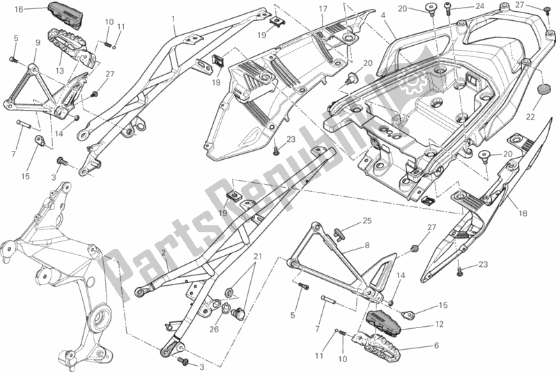 Todas as partes de Quadro Traseiro Comp. Do Ducati Multistrada 1200 ABS USA 2010